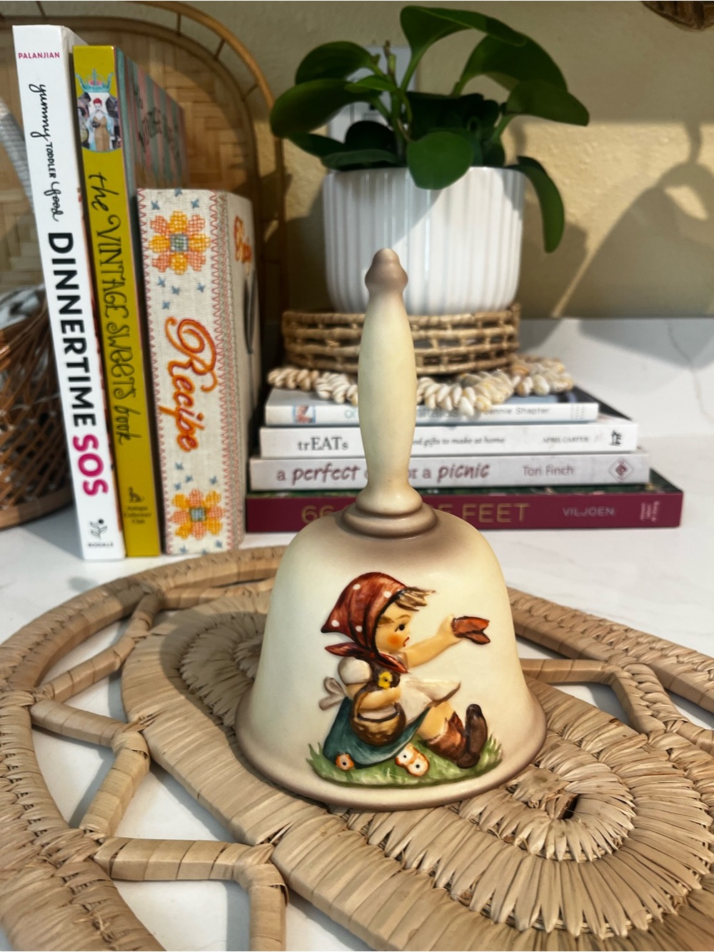 Hummel 1979 Ceramic Bell in Cream, Brown and Green